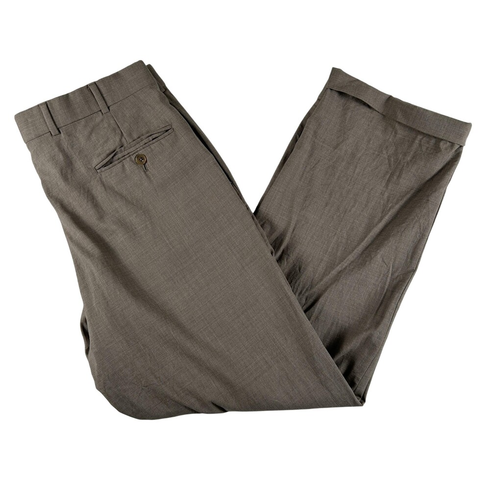 Brooks Brothers Pants Mens 35x29 Brown Madison Wool Pleated Cuffed Dress Slacks